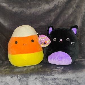 2019 Squishmallows HalloweenSquad: Cannon the Candy Corn/Autumn the Black Cat 8”